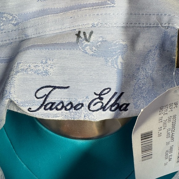 Tasso Elba Mens Tourista Jacquard Regular Fit Button Down Shirt Blue XL - Picture 4 of 8
